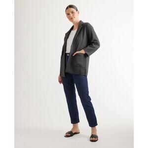 Quince Organic Cotton Open Knit Blazer Cardigan Charcoal Grey Size Medium
